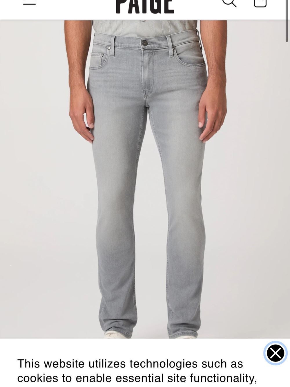 PAIGE Light Grey Slim Straight Men's Jeans (300 Canadian new) 34x32